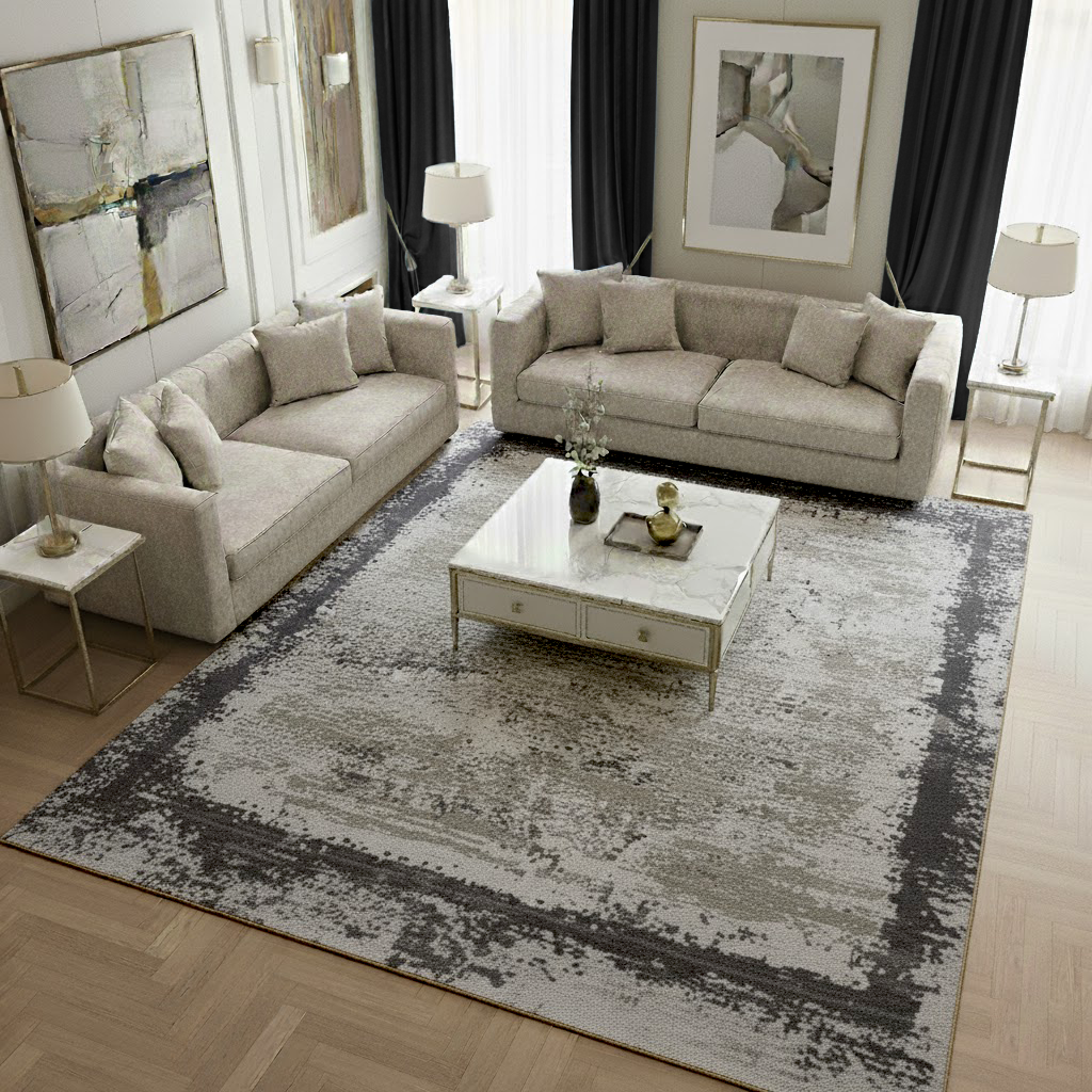 Covor Milano Kenar, Crem/Gri, Living, Dormitor, Modern