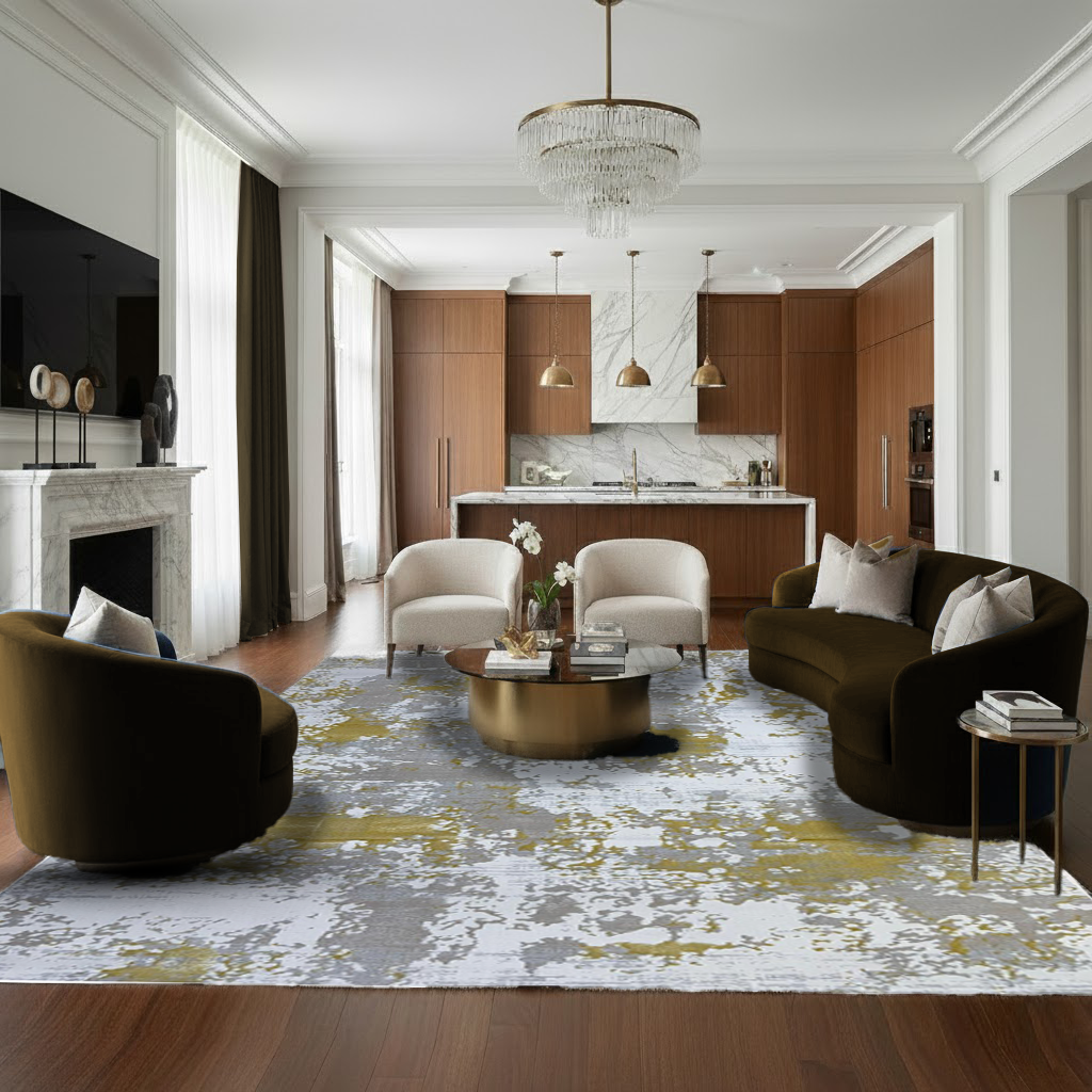 Covor Milano Galaxy, Crem/Galben, Living, Dormitor, Modern