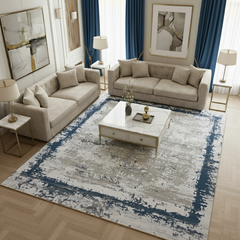 Covor Milano Kenar, Crem/Albastru, Living, Dormitor, Modern