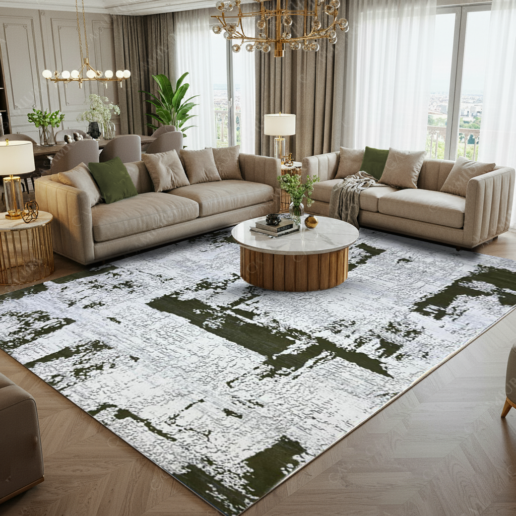 Covor Milano Picaso, Crem/Green, Living, Dormitor, Modern