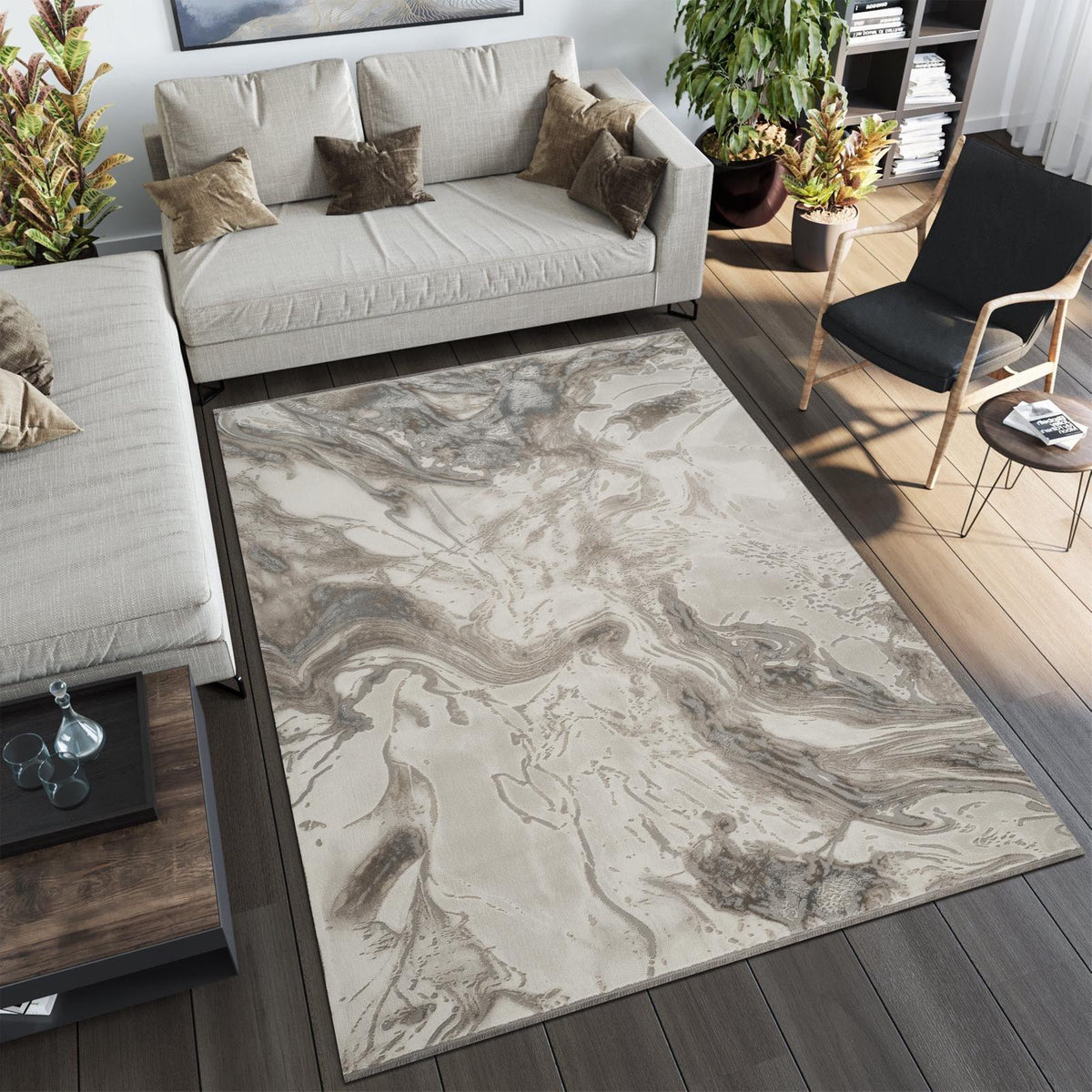 Covor Anemon,L.Beige L.Grey, Living, Dormitor, Modern -F248A